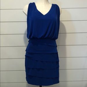 Vintage Cache royal Blue sleeveless vneck dress